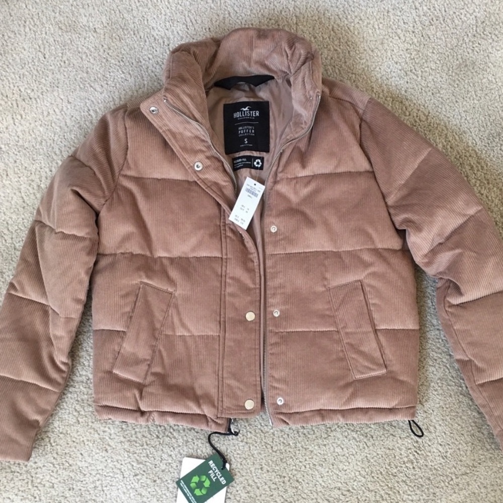 Hollister light brown corduroy puffer jacket